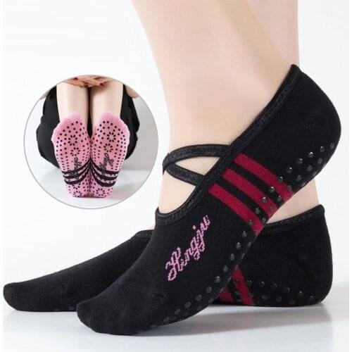 1 Pair Women Cotton Sports Yoga Socks Slipper Anti Slip Lady Damping Bandage Girls Ballet Dance Pilates Socks Feet Protector