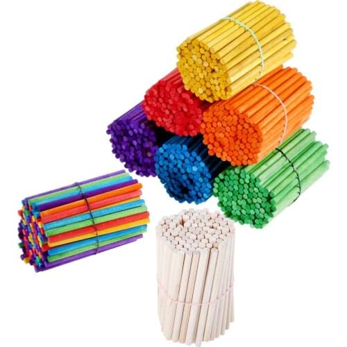 100pcs Counting Sticks Wood Natural/Multi-color Rods Mathematics Teaching Aids Kids Learning tool Art Toy Building 3D 68mm*4mm