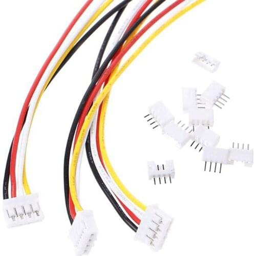 Jst 2.0 Ph 4 Pin Connector Plug, Include 10 Sets Jst Ph2.0 Connector Plug Female with 150mm Cable Wire & 10 Piece Male Micro