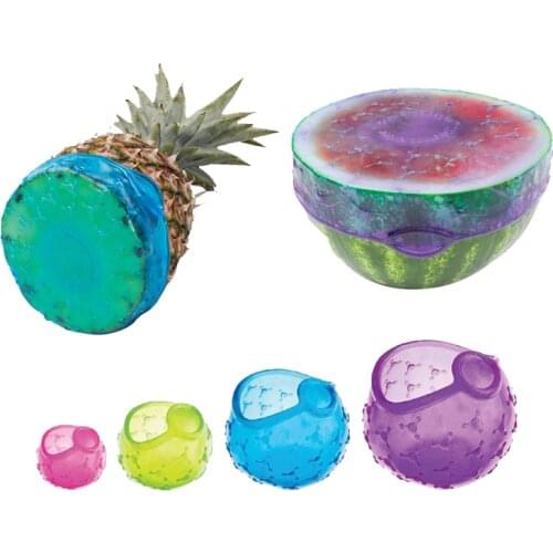 4PCS /Set Silicone Food Pot Lid Reusable Keeping Fresh Seal Bowl Stretchable Preservative Film For Kitchen Cookware