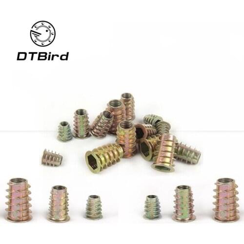 50Pcs M4 M5 M6 M8 Zinc Alloy Furniture Nuts Flanged Hex Drive Head Furniture Nuts Thread For Wood Insert Nut