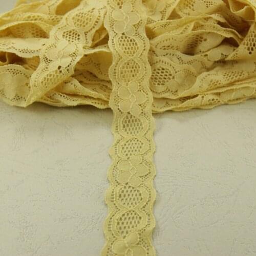 Promotion 10 yards/lot 1" width Khaki elastic Lace trim DIY headband sewing/garment/clothes accessories