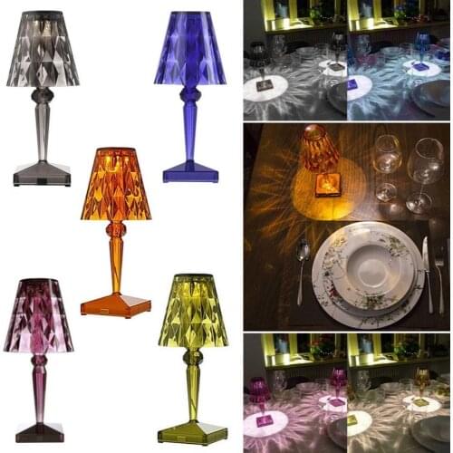 Acrylic Diamond Desktop USB Lamp Night Lights Transparent Prism Desk Lamps Lighting Decor for Bar Bedroom Living Room Interior