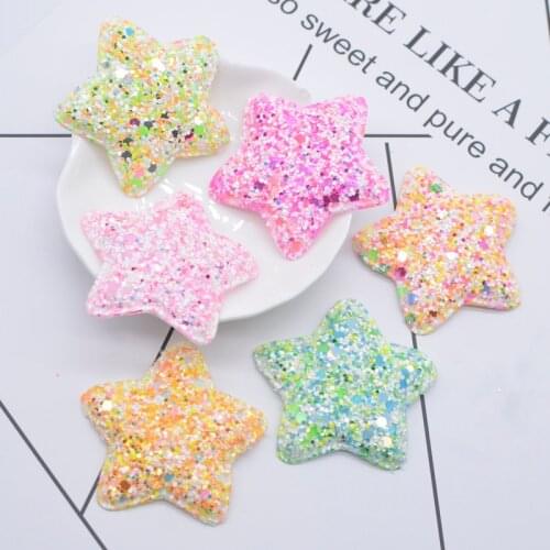 12Pcs 48mm Padded Fluorescence Fabric Star Applique for Clothes Hat Sewing Supplies DIY Headwear Hair Clips Band Accessories N25