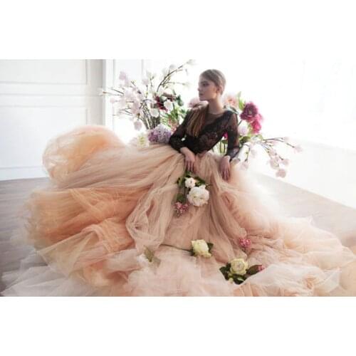 Bohemian Long Train Bridal Wedding Skirt Dramatic Big Swing Soft Tulle Long Skirt 2018 Haute Couture Elegant Prom Party Gowns