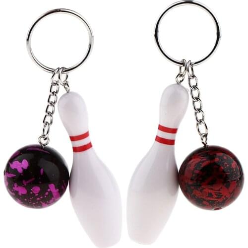 Mini Bowling Pin Ball Keychain Key Ring 3D Keyfob Keychain Fashion Souvenirs Fashion Jewelry