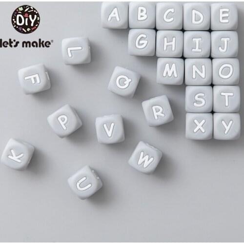Lets Make 10pcs Grey Silicone Letter Beads Baby Teether Food Grade Silicone Beads Silicon Beads Baby Teething Beading DIY
