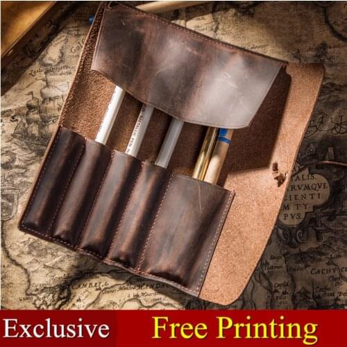 Genuine Leather Pencil Case Pencil Holder Leather Stationary Pouch For Students And Artists School Office Chancery