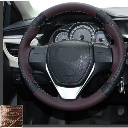Designer Steering Wheel Cover DIY Stitch on Wrap For Toyota Corolla 14-19 RAV-4 Super Soft Non-slip Durable Car Interior