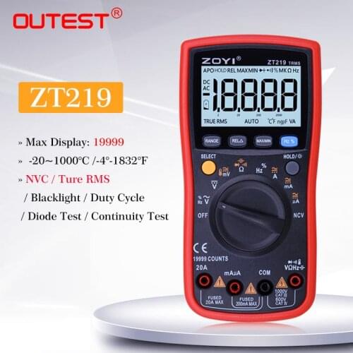 ZOYI ZT219 True-RMS 19999 Counts Digital Multimeter NCV Frequency Auto Power off AC DC Voltage Ammeter Current Ohm