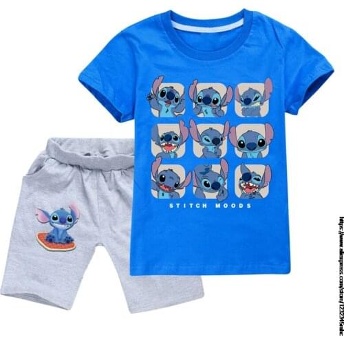 Kids Clothes Suits Girls Clothing Set Children Summer Stitch Baby Suit Toddler Boys Clothing Set Sport Clothes