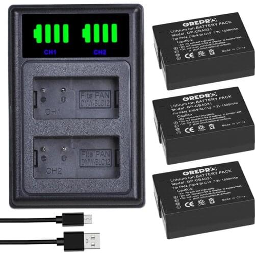 DMW-BLC12 Battery + LED DMW BLC12 Battery Charger for Panasonic DMW BLC12 BLC12PP BLC12E Lumix DMC G85 G5 G6 G7 GH2 GX8 FZ1000