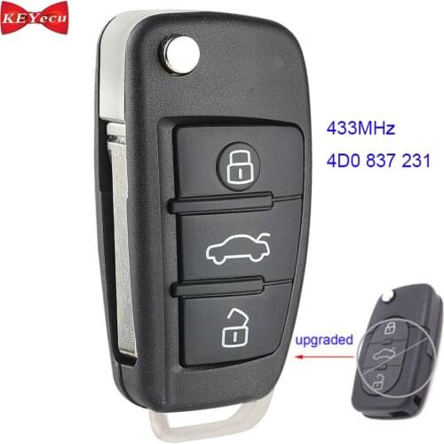 KEYECU for Audi A2 A3 B5 A4 A6 Quattro RS Modified Remote Key Fob 433.92MHz FCC ID 4D0 837 231