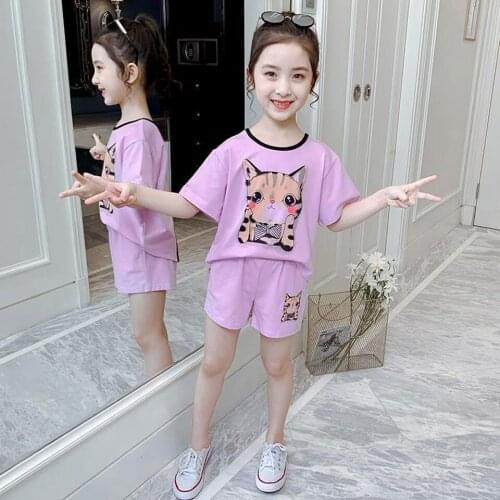 Summer New Toddler Baby Girls Kids Clothes Set Cartoon Pullover T-shirt+ Short Pant 2 Pieces Outfits Cute Teen Girls Clothing