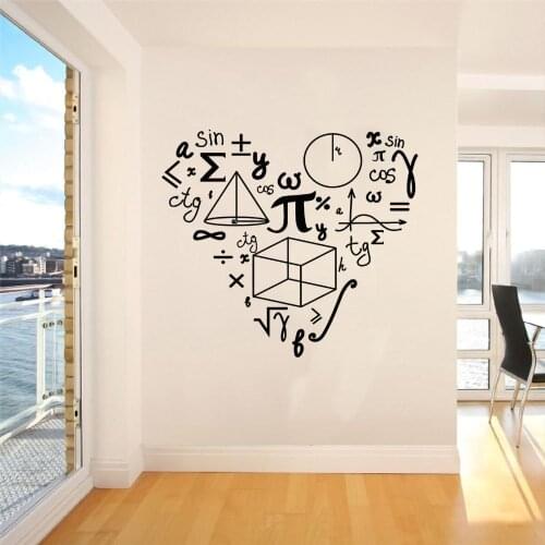 Math Heart Mural Symbol Wall Decal Sticker Education Mathematical Home Livingroom And School Decoration A002284