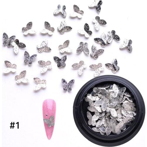 Metal Butterfly Ornament Nail Studs 3D Nail Art Decoration Circle Manicure Nail Art for DIY