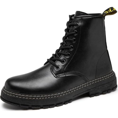 2021 Spring and Autumn New Casual Fashion Mens Boots Lace-up Comfortable Leather Shoes Male Flat Brand Designer Martin Boot Men