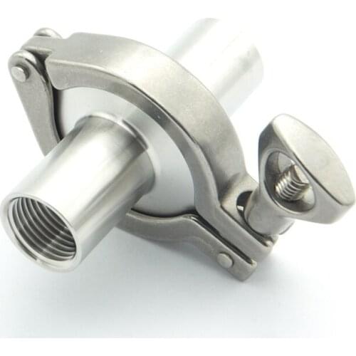 304 Stainless Steel Sanitary Pipe Fitting Set 1" NPT Female Thread Ferrule + 1.5" Tri Clamp + Silicon Gasket For Home Brew