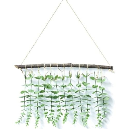 Artificial Eucalyptus Wall Hanging Decor Eucalyptus Plants with Wooden Stick,Farmhouse Boho Bedroom,Wedding Decorations
