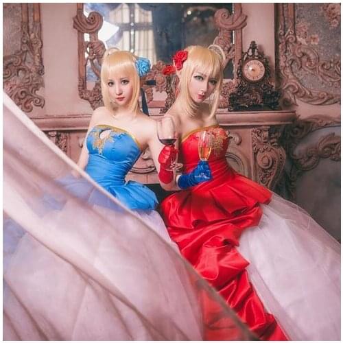 Fste Altria 10th Anniversary Dress Saber Nero Coswear Anime Cosply Costume Female