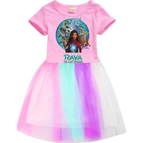 Raya and The Last Dragon Princess Dresses for Girls Dress 2021 Summer New Kids Short Sleeve Cartoon Childrens Birthday Clothing