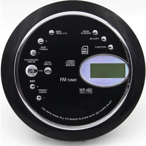 Portable cd walkman music player supports MP3 WMA CD-R format disc FM radio repeat bass boost shockproof with headset LED screen
