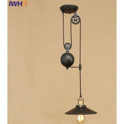 IWHD Iron Roller Skating Ceiling Lights Loft Vintage Industrial Ceiling Lamp Fixtures Home Lighting Lamparas De Techo Avize