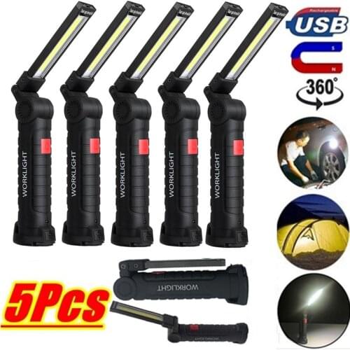 Rechargeable LED Work Light Magnetic Base Ultra Bright COB Flashlight Inspection Lamp for Car Repair, Home Using,Outdoor Camping