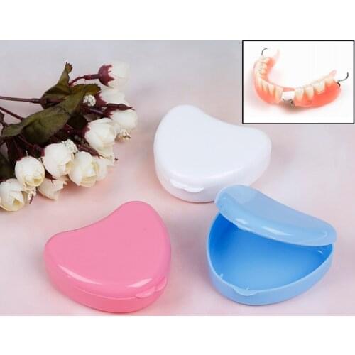 Dental Orthodontic Retainer Box Case for Denture Teeth Mouth Guard Storage Heart Shape False Teeth Box Storage Case