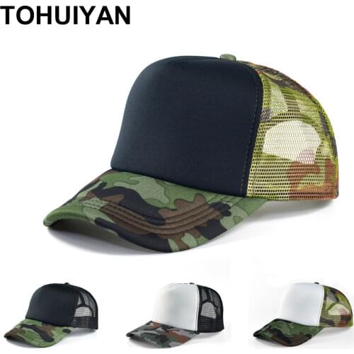 TOHUIYAN New Camo Trucker Cap Men Summer Breathable Mesh Baseball Caps Outdoor Military Camouflage Sports Caps Women Sun Hats