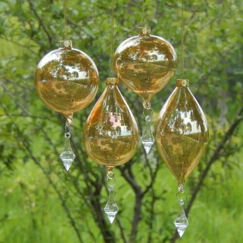 Transparent golden glass Christmas ball Christmas tree ornaments glass crafts kindergarten glass pendant