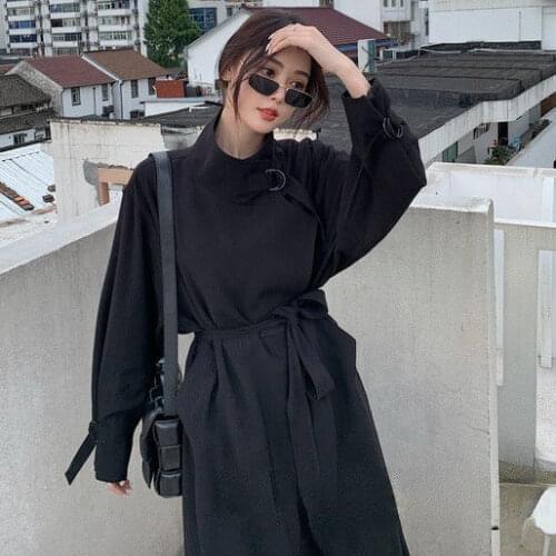 Windbreaker Coat Womens Fashion Autumn and Winter Mid Length Over Knee Student Korean Loose 2021 Womens New Coat