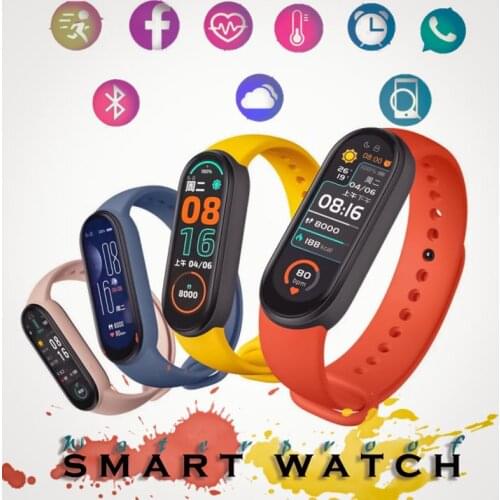 2021 New M6 Smart Bracelet Watch Fitness Tracker Heart Rate Blood Pressure Monitor Color Screen IP67 Waterproof For Mobile Phone