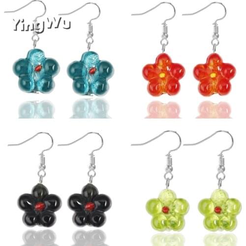 Yingwu Wholesale Handmade Womens Romantic Elegant Classic Dangle Quincunx Flower Murano Glass Earrings 20Pairs Lot