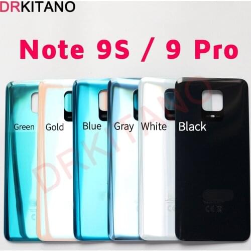 For Xiaomi Redmi NOTE 9S Back Battery Glass Cover Note9 Pro Rear Housing Door Case For Redmi Note 9 Pro Battery Cover Replace