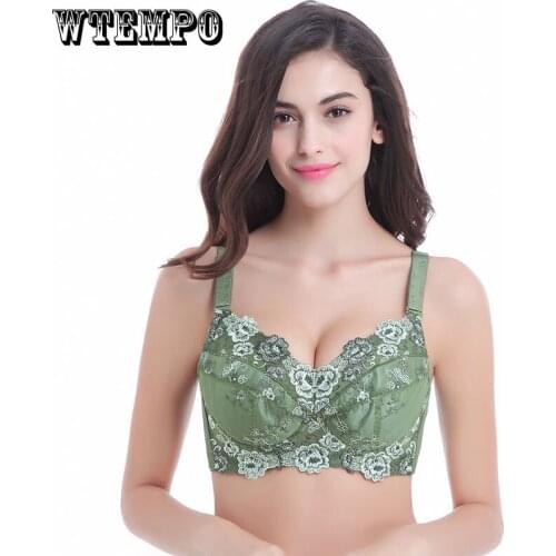 Plus Cup Bras Floral Push Up Bras Large Size G H Bralette Underwear Women Thin Underwire Gathered Sexy Brassiere Lingerie