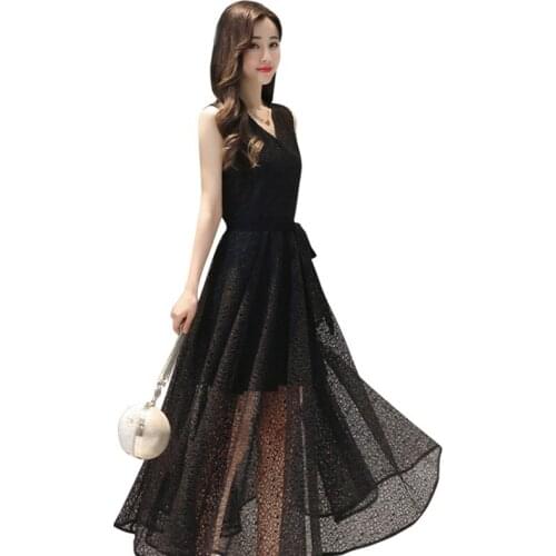 New Arrival Women Summer Lace Dress Elegant Fashion V- Neck Slim Sexy Female Vintage Vestidos Black Lace Party Dresses de festa
