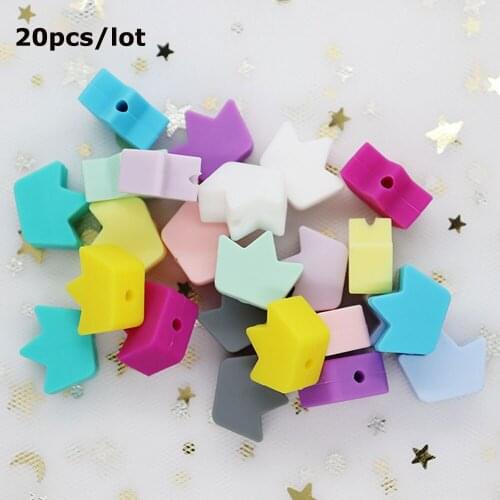 20Pcs Crown Pearl Silicone Beads Mini Teething Necklace Bead Food Grade Baby Toys Bracelet DIY Loose Bead Baby Products Mordedor
