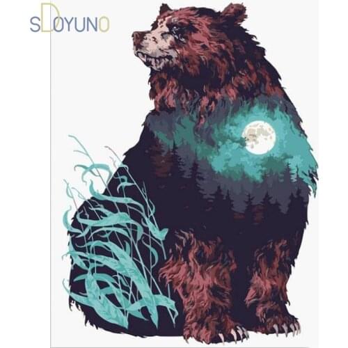 SDOYUNO Acrylic Paint By Numbers Bear DIY 60x75cm Oil Painting By Numbers Animals HandPainted Canvas Digital Painting Home Decor