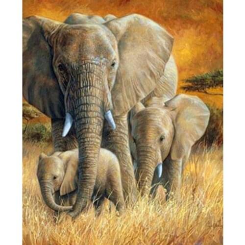 Diamond Painting 5D DIY Animal Painting Grassland Elephant Picture Square/Round Diamond Cross Stitch Embroidery Decor WG3147