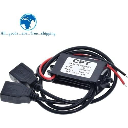 TZT Micro USB 12V to 5V 3A 15W DC-DC Car Power Converter Module Step Down Power Output Adapter Low Heat Auto Protection