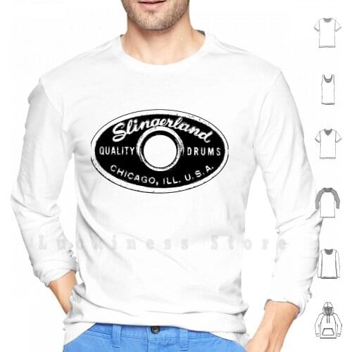 Slingerland Drums , Drum Badge-Jazz-Music-1956-1959 Hoodie Long Sleeve Drum Kits Brand Jazz Drummers Gene Krupa Buddy