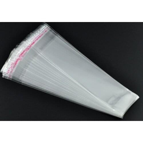 Free shipping-200Pcs Clear Self Adhesive Seal Plastic Bags Beads Jewelry Gift Packaging 16x3.5cm M0856