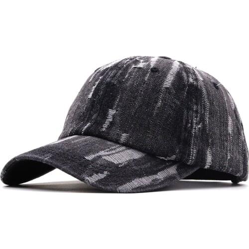 New Unisex Washed Denim Baseball Cap Distressed Ripped Hole Adjustable Snapback Hat Hip Hop Caps Outdoor Sports Hats