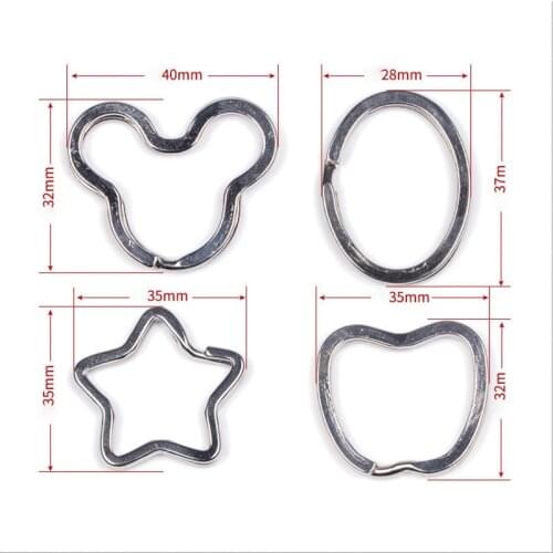 Star/Oval/Heart Shape Diy Metal Key Holder Split Rings Unisex Keyring Keychain Keyfob Accessories Keychain Making Accessories