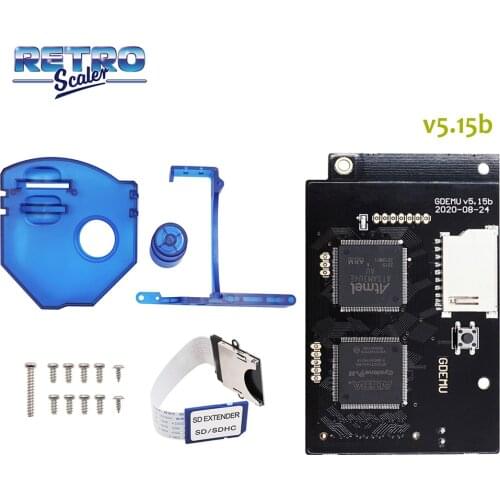 RetroScaler DC V5.15b GDEMU Optical Drive Simulation Board for DreamCast and White/Black Remote SD Card Mount Kit for GDEMU