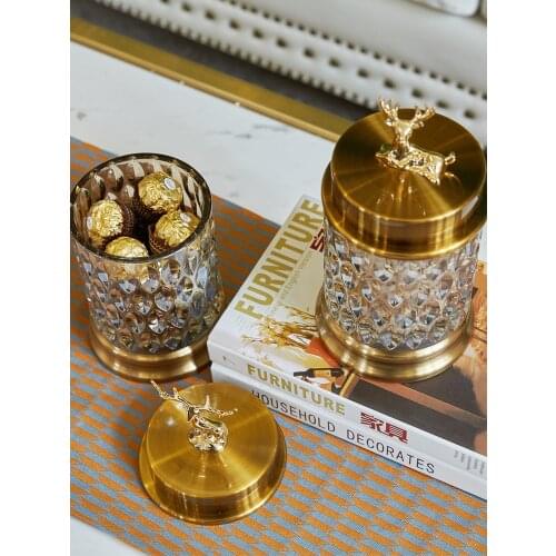 European Transparent Crystal Glass Candy Jar Storage Tank Utensils Creative Sugar Cans Living Room Decorations Ornaments