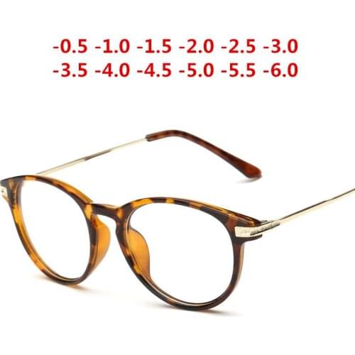 Finished Myopia Glasses Leopard Frame Metal Goggles Lens Sighted Prescription -1.0,-1.5,-2.0,-2.5,-3.0,-3.5, -4.0,-5.0,-5.5,-6.0