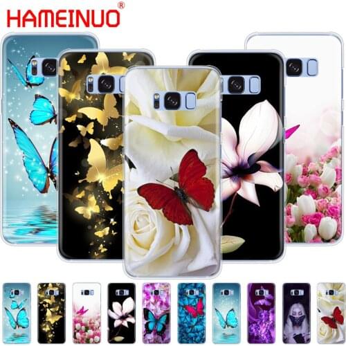 HAMEINUO butterfly on white roses flower cell phone case cover for Samsung Galaxy S9 S7 edge PLUS S8 S6 S5 S4 S3 MINI