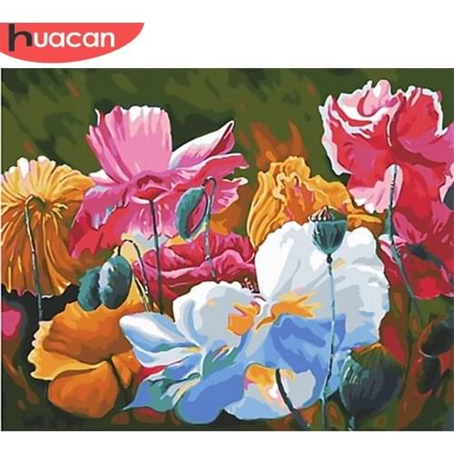 HUACAN Painting By Number Flower Drawing On Canvas HandPainted Painting Art Gift DIY Pictures By Number Kits Home Decoration